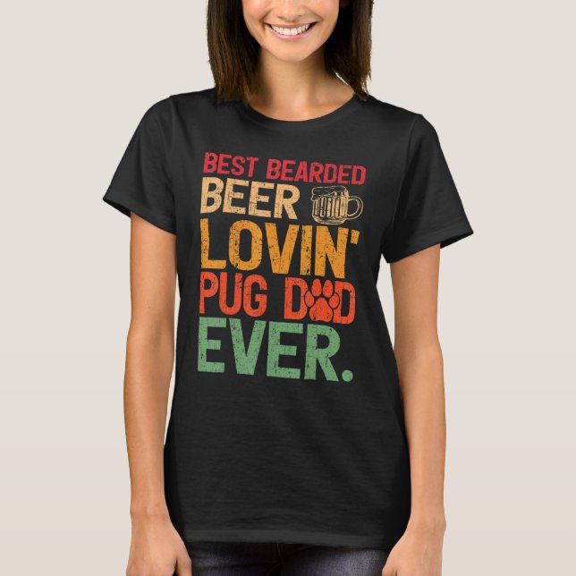 Camiseta Estilo Retro Mens Melhor Beared Beer Lovin Pai E (Frente)
