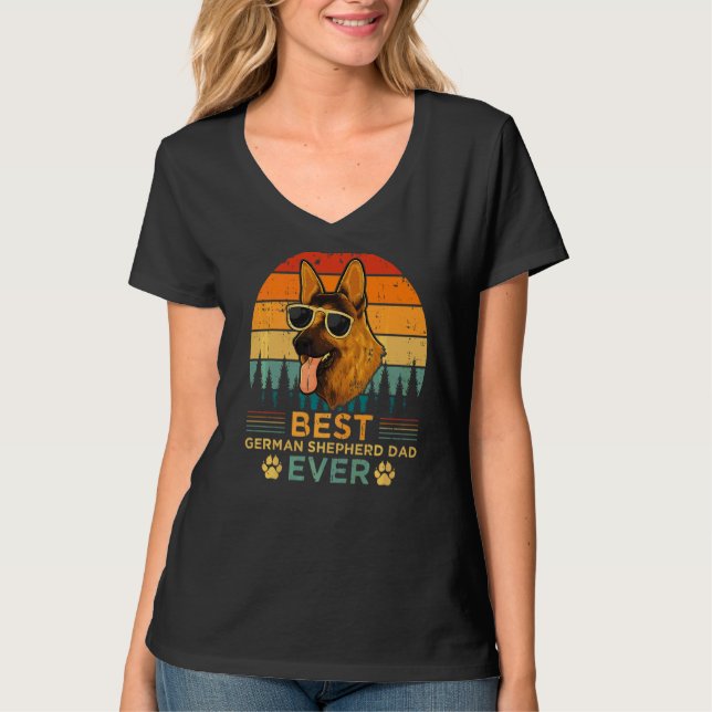 Camiseta Estilo Retro Mens Melhor Pai De German shepherd (Frente)