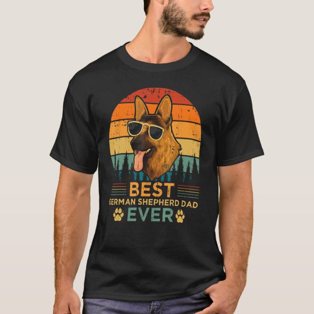Camiseta Estilo Retro Mens Melhor Pai De German shepherd (Frente)
