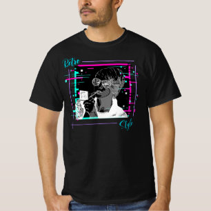 Camiseta Estilo Retro Pop Cultura Mulher Neon Art