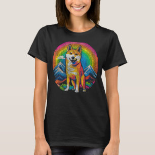 Camiseta Estilo Retro Pop de Arte Feliz Akita Inu