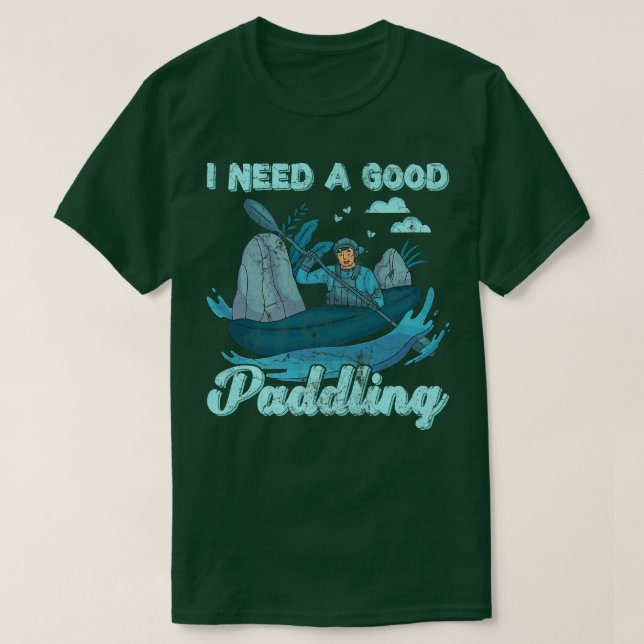Camiseta Estilo Retro Preciso De Uma Boa Canoa De Paddling  (Frente do Design)