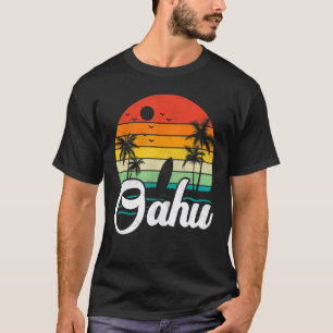 Camiseta Estilo Retro Surf Vintage Palm Tree Hawaii Oa