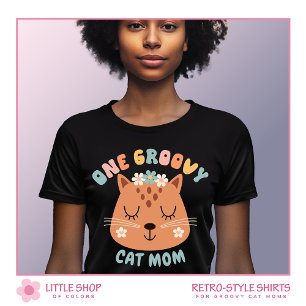 Camiseta Estilo Retrô Um Gato Muito Divertido Mamãe Persona