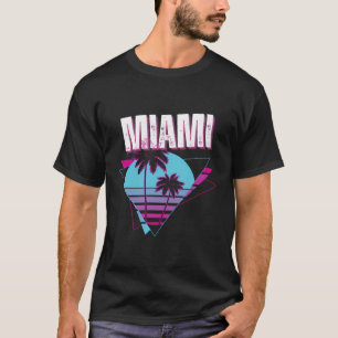 Camiseta Estilo Retroativo 89, Sunset E Palm Trees Miami