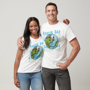 Camiseta Estilo Retroativo do Smiley face Groovy Earth Day