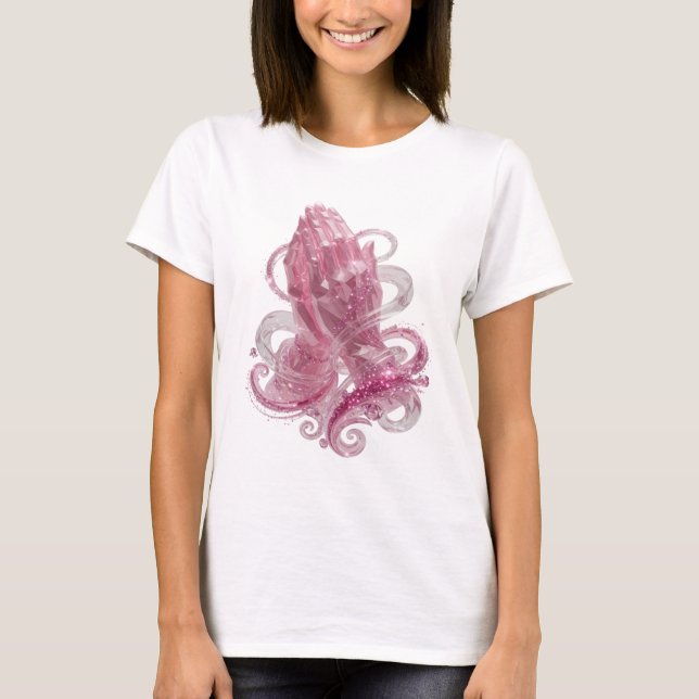 Camiseta Estilo Rosa com MÃOS EM ORAÇÃO (Frente)