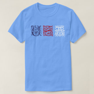 Camiseta Estilo Século XVI - letras decorativas EUA
