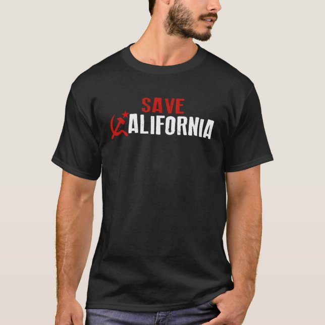 Camiseta Estilo soviético NEGRO SALVE CALIFÓRNIA (Frente)