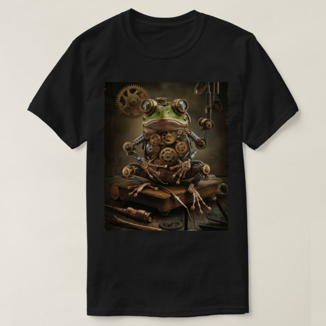 Camiseta Estilo Steampunk do Sapo Vintage (Frente do Design)