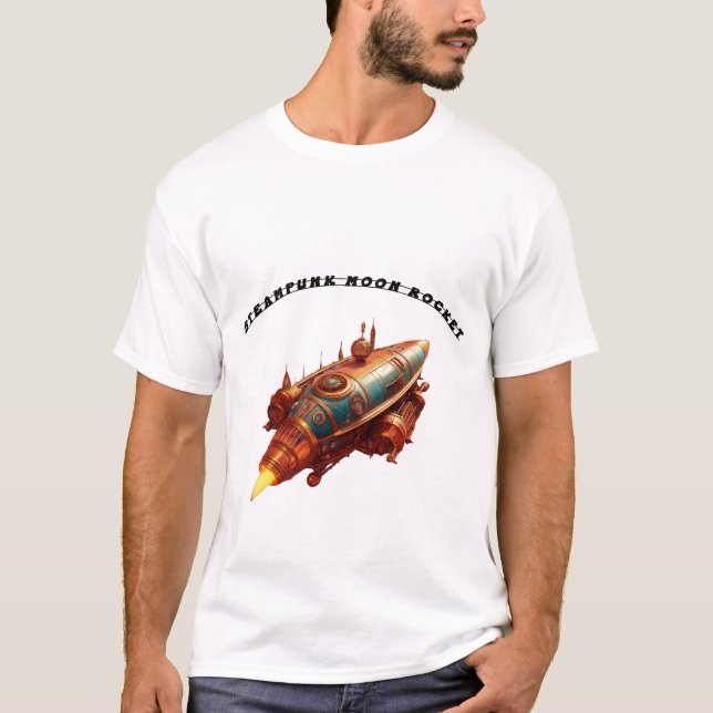 Camiseta Estilo Steampunk Estilo da Lua Retro (Frente)