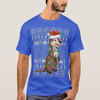 Camiseta Estilo Suave Feio Luzes Xmas Papais noeis Mar Mais