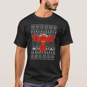 Camiseta Estilo Suave Feio Luzes Xmas Papais noeis Pássaro