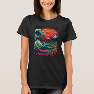 Camiseta Estilo Ukiyo-e de Arte Japonesa Onda Retroactiva d