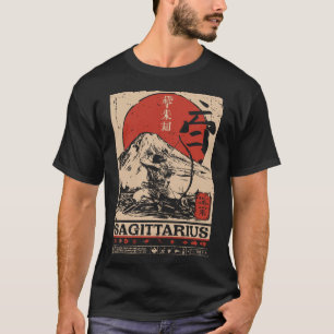 Camiseta Estilo Ukiyo-e Sagittarius Zodiac   Red Sun Archer