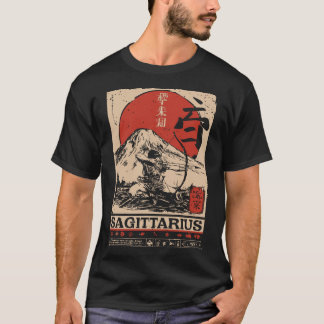 Camiseta Estilo Ukiyo-e Sagittarius Zodiac | Red Sun Archer