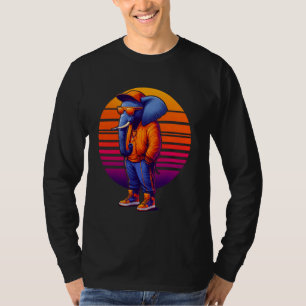 Camiseta Estilo Urbano Moderno do Elefante legal Arte Retro
