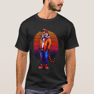 Camiseta Estilo Urbano Moderno do Tigre legal Arte Retroati