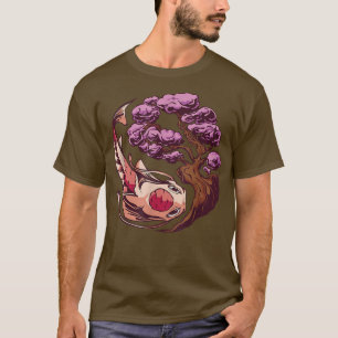 Camiseta Estilo Vaporwave Japão Cereja Flor Sakura Fish K
