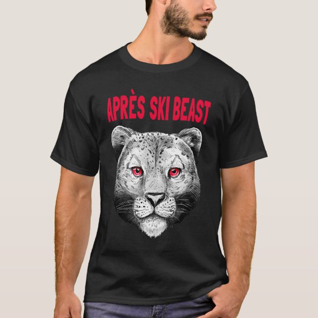 Camiseta Estilo Vermelho Apres Esqui Leopardo de Neve (Frente)