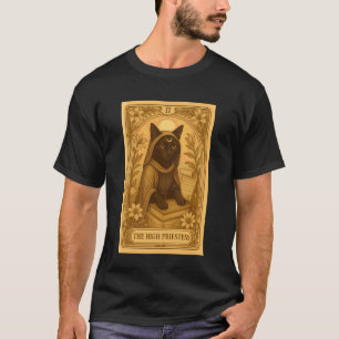 Camiseta Estilo Vintage A Alta Sacerdotisa Tarot do Gato Pr