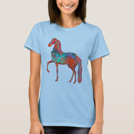 Camiseta Estilo Vintage Colorido Camisa-T de Cavalo