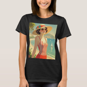 Camiseta Estilo Vintage Cote D'Azur Beach Girl