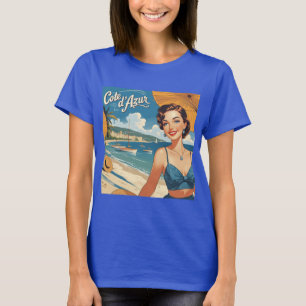Camiseta Estilo Vintage Cote D'Azur Beach Girl