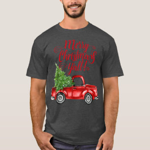 Camiseta Estilo Vintage Fazenda Caminhão Vermelho Feliz Nat