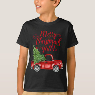 Camiseta Estilo Vintage Fazenda Caminhão Vermelho Feliz Nat