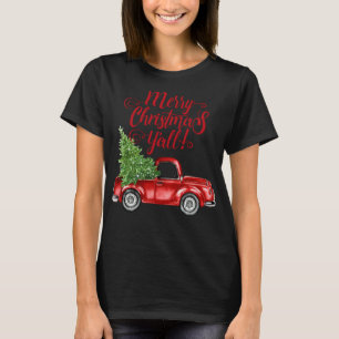 Camiseta Estilo Vintage Fazenda Caminhão Vermelho Feliz Nat