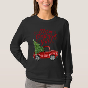Camiseta Estilo Vintage Fazenda Caminhão Vermelho Feliz Nat