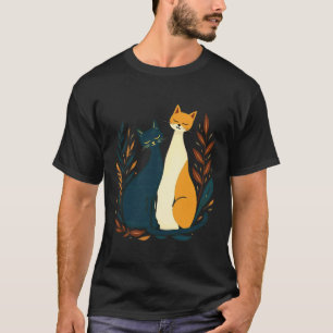 Camiseta Estilo Vintage Retro Meados do Século Moderno Gato