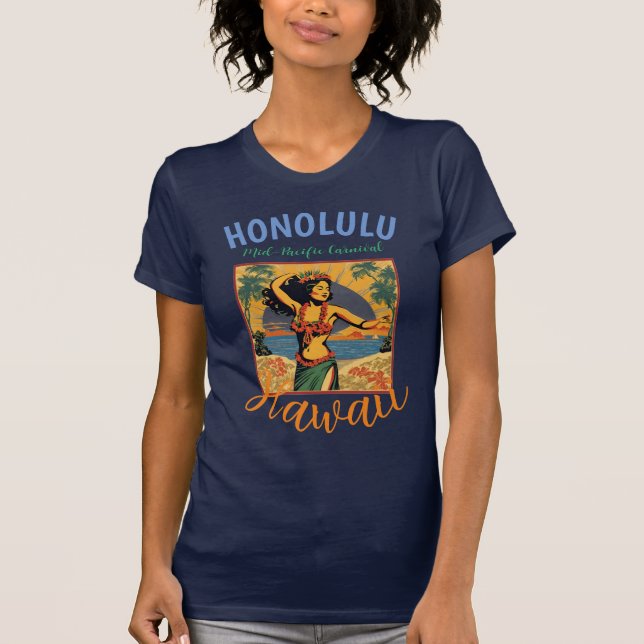 Camiseta Estilo Vintage Viagem Honolulu Médio Havaiano - Pa (Frente)
