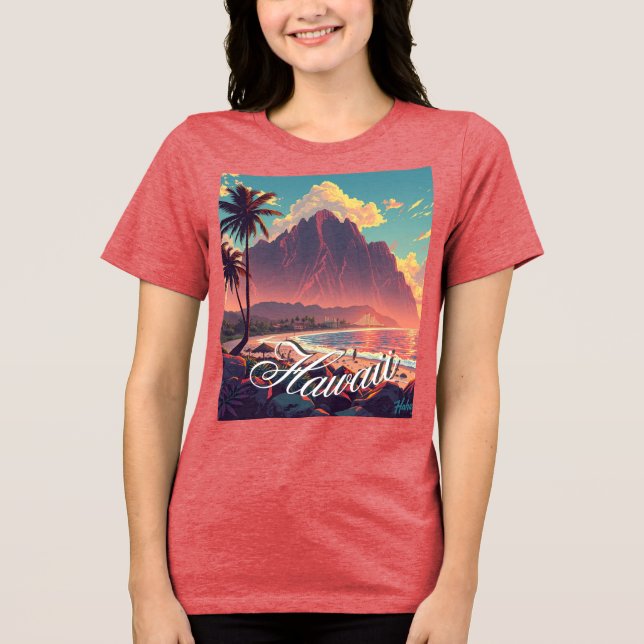 Camiseta Estilo Vintage Viagem Honolulu Médio Havaiano - Pa (Frente)