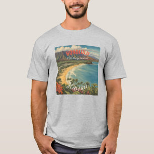 Camiseta Estilo Vintage Viagem Honolulu Médio Havaiano - Pa