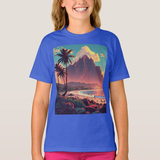Camiseta Estilo Vintage Viagem Honolulu Médio Havaiano - Pa (Frente)