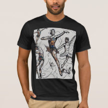 Estilos de Dança Expressivos Camisa-T Preta e Bran