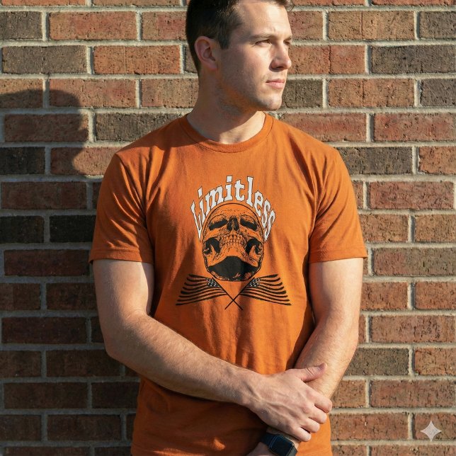 Camiseta Estilosa Caveira Sem Limites Bandeira Ame (Criador carregado)