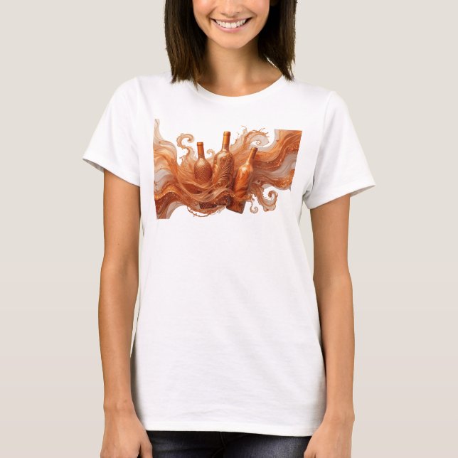 Camiseta Estilosa com Arte Abstrata Laranja (Frente)