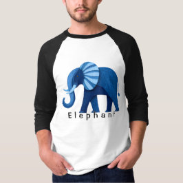 Camiseta Estilosa com Gráfico de Elefante Azul e P