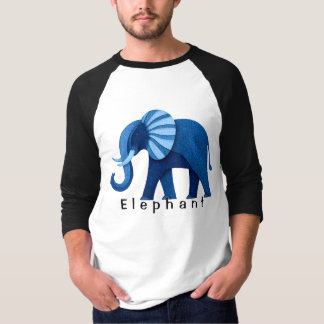 Camiseta Estilosa com Gráfico de Elefante Azul e P