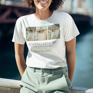 Camiseta Estilosa de Colagem de 3 Fotos em Memória