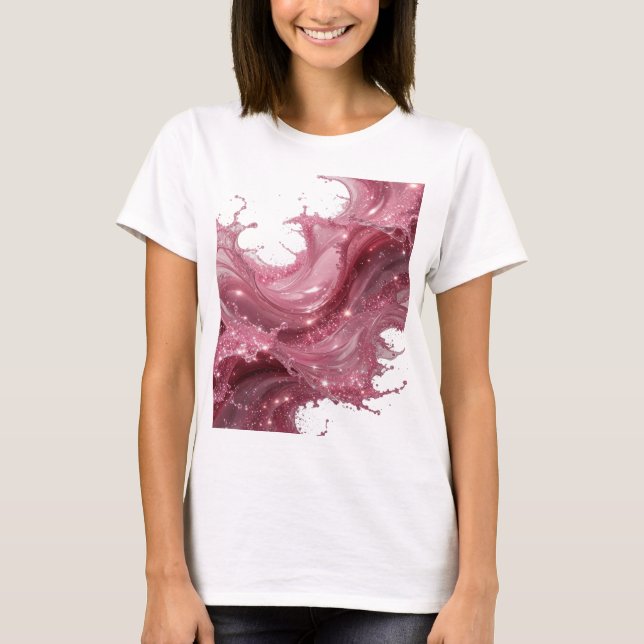 Camiseta Estilosa Prata com respingos de líquido v (Frente)