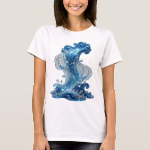 Camiseta Estilosa Prata com Slogan ONDA DE ÁGUA