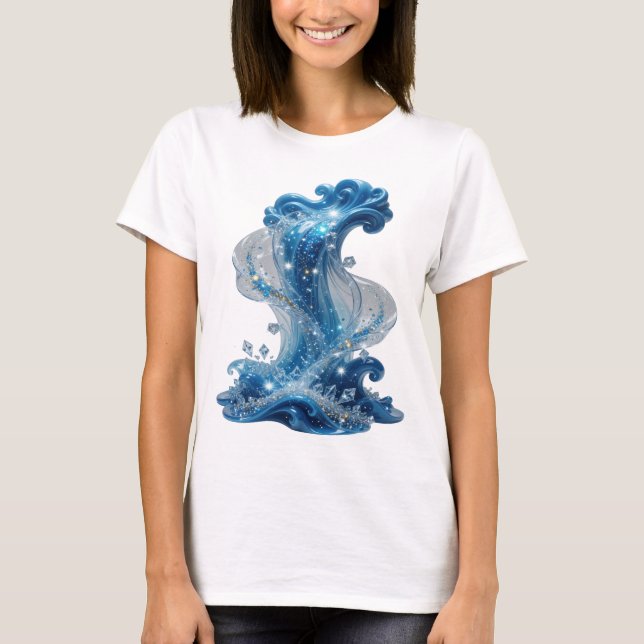 Camiseta Estilosa Prata com Slogan ONDA DE ÁGUA (Frente)
