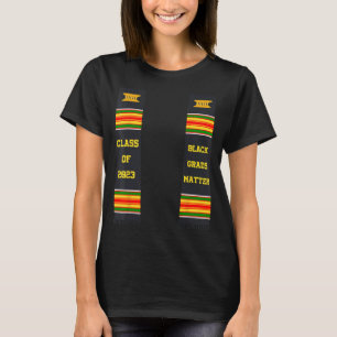 Camiseta Estola Kente de Graduação Preta Fantasia Africana 