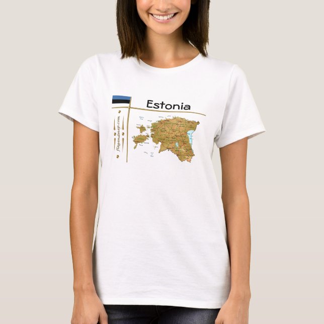 Camiseta Estônia Mapa + Bandeira + Título (Frente)
