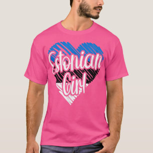 Camiseta Estônia para Menina Sinalizador de Coração Estonia