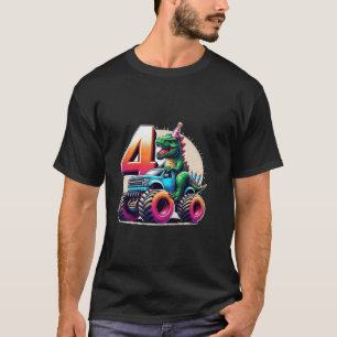Camiseta Estou 4 Feliz 4.º aniversário Engraçado Dinossauro